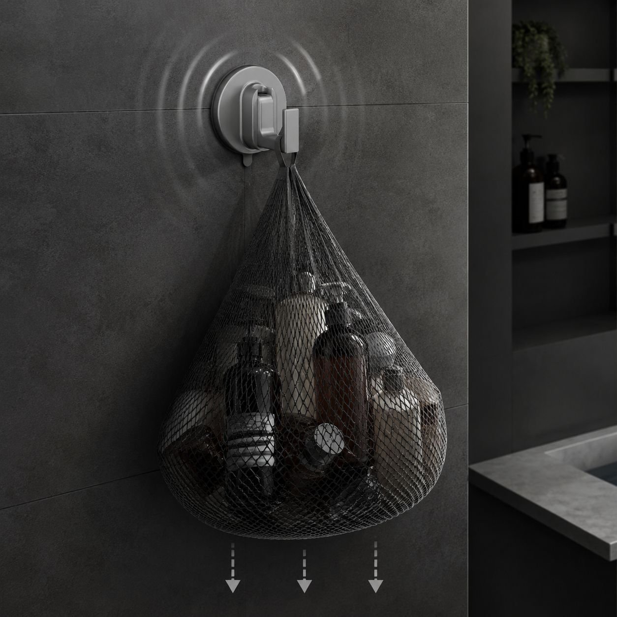 オフィスの壁面に設置された吸盤フック