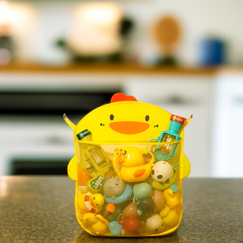 子供用お風呂おもちゃ収納ネットバッグ アヒルデザイン 壁掛け