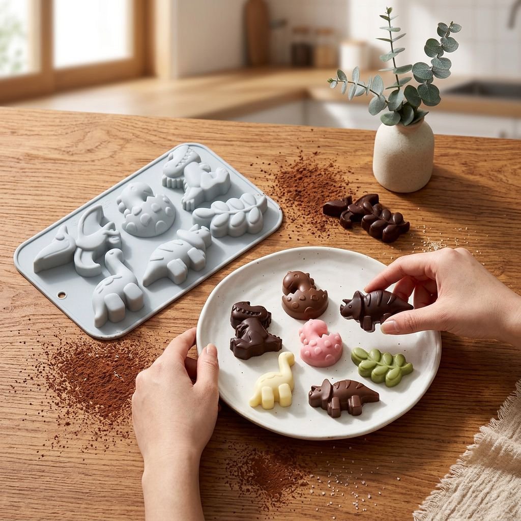 6-piece dinosaur leaf-shaped silicone candy mold