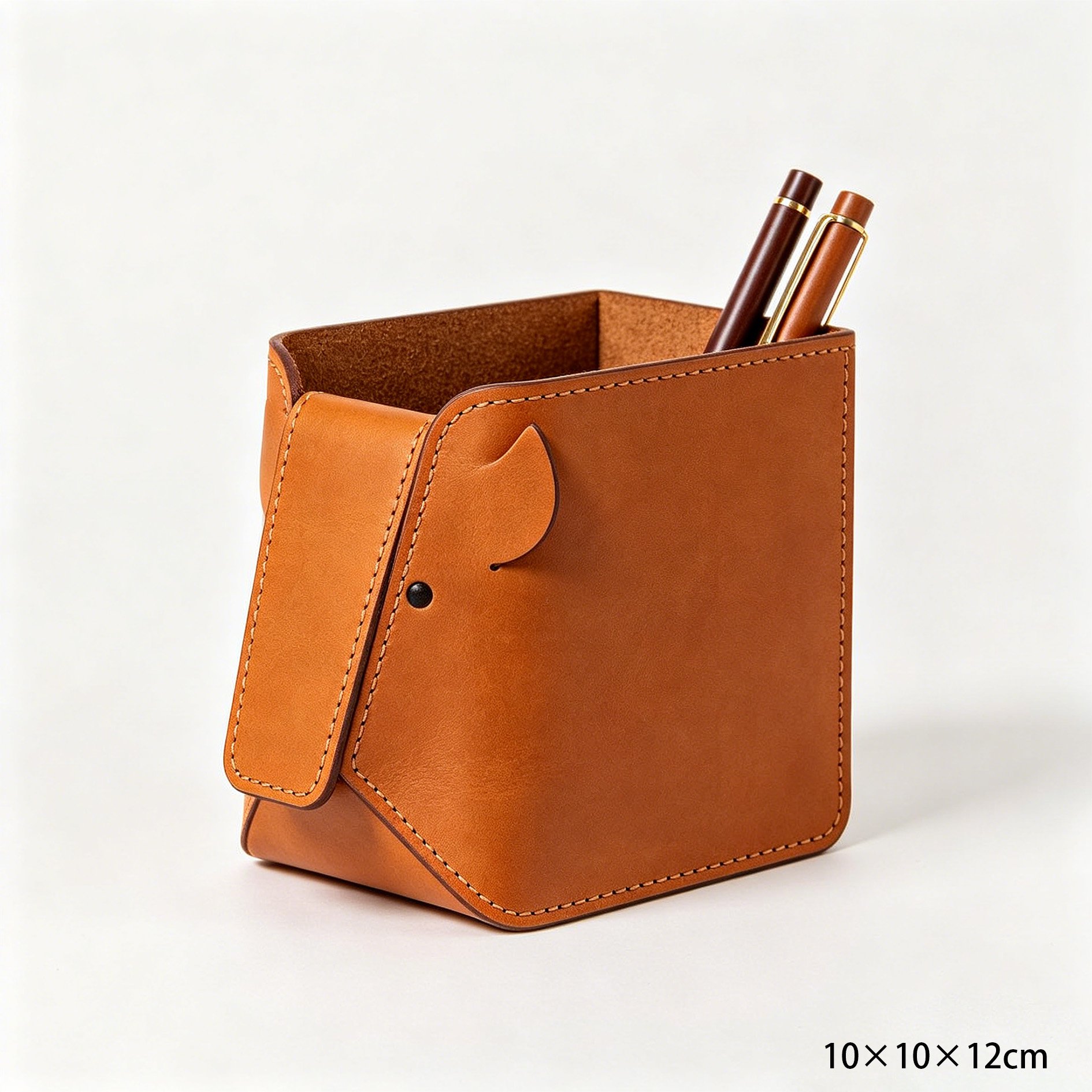 Minimalistischer Stiftehalter aus Leder für Büro