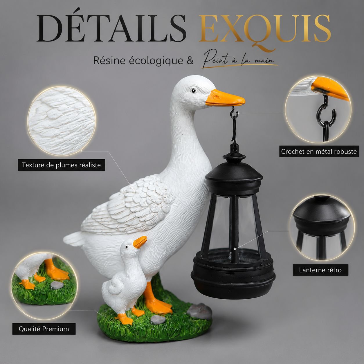 Luminaires en résine animaux mignons, décoration extérieure pour jardin
