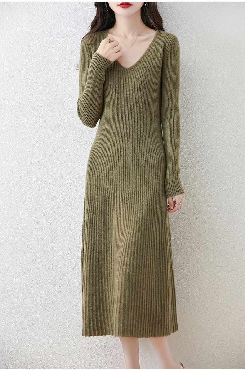 レディース着痩せ効果抜群の無地ロングワンピース