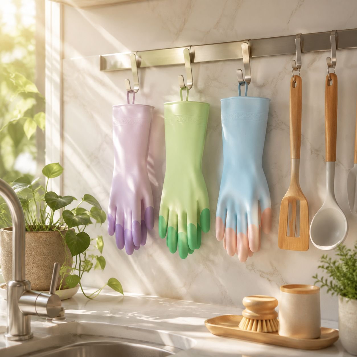 Close-up of nonslip kitchen glove texture