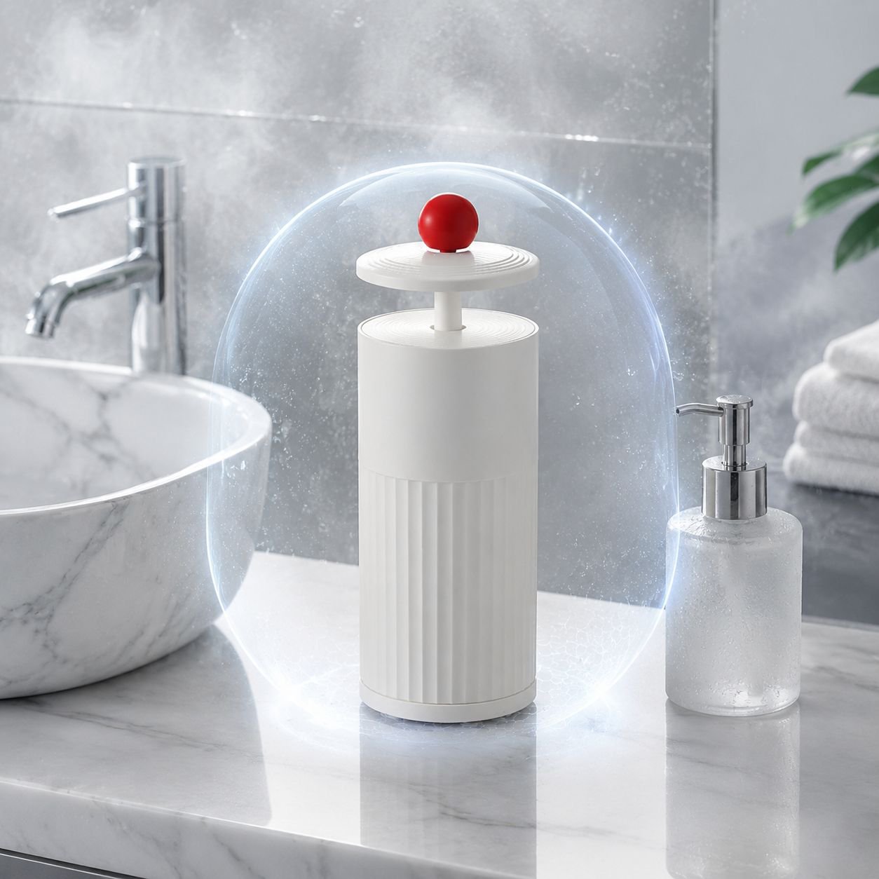 Automatic Cosmetic Organizer with Dustproof Lid and Brush