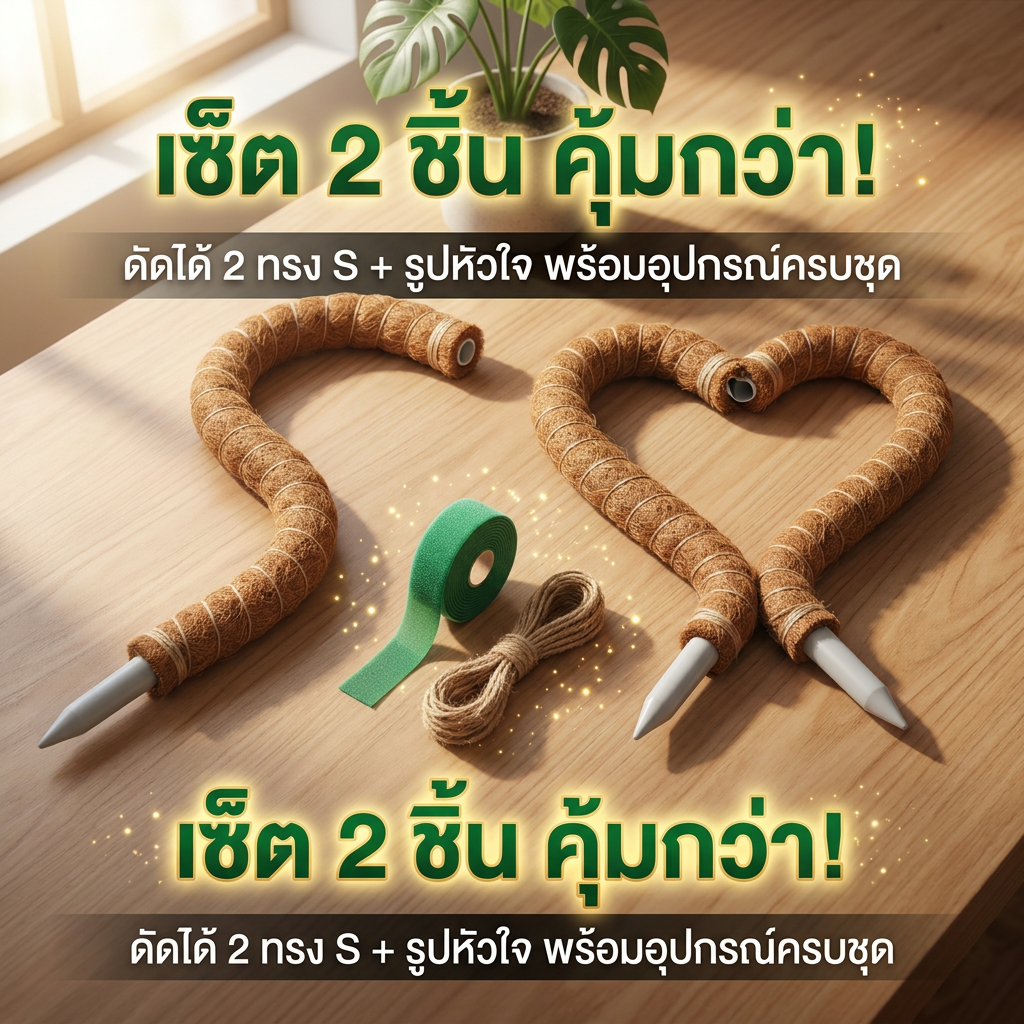 เสาใยมะพร้าวสำหรับพืชในสวน เสาดัดโค้งได้ เสาตกแต่งมอสในร่ม