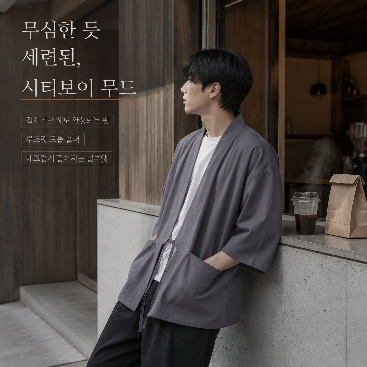 중국풍 남성 면마 한푸 빅사이즈 캐주얼 가디건 아우터