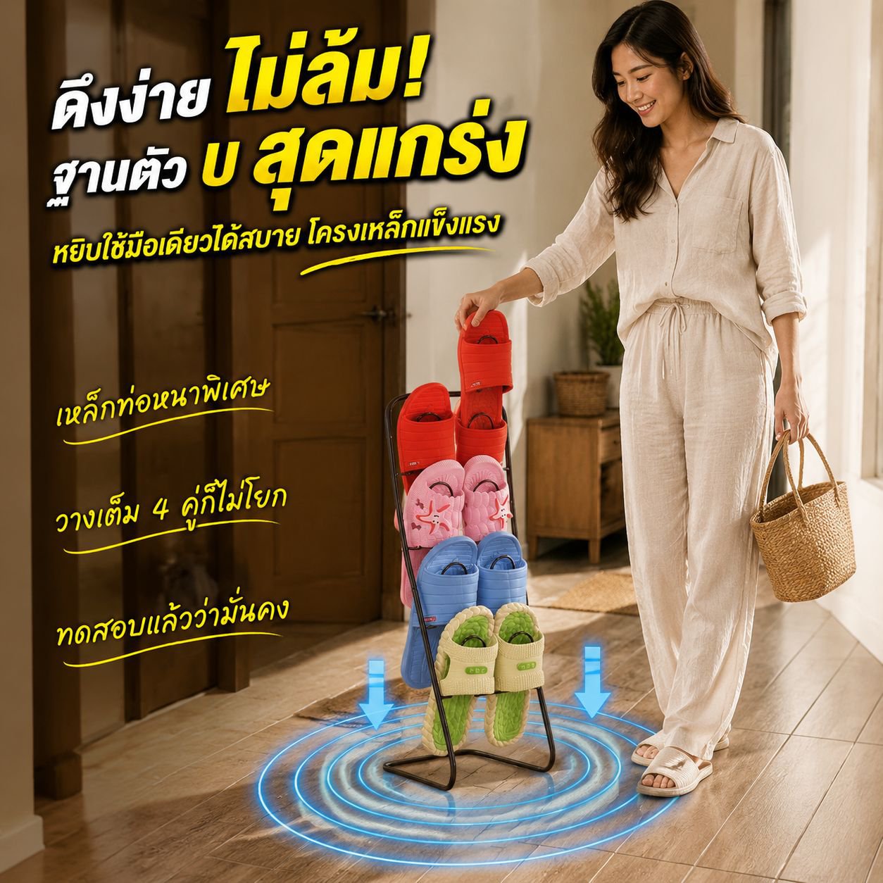 ชั้นวางรองเท้าหลายชั้น ทำจากเหล็ก ถอดประกอบได้ ระบายน้ำได้