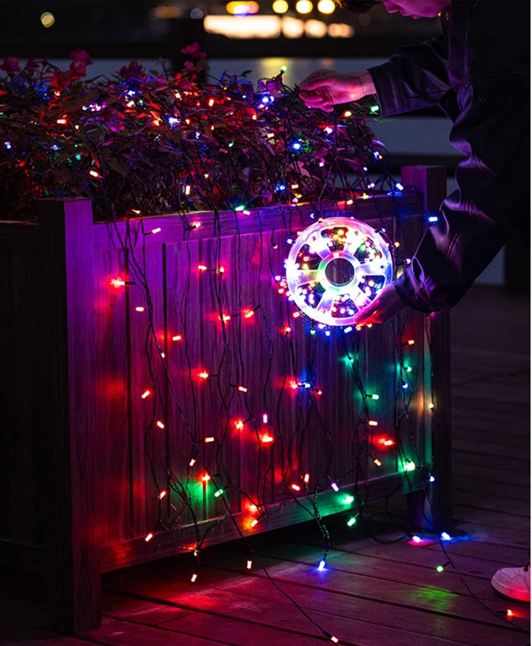  Cadena de luces solares impermeables para decoración, brillo mejorado
