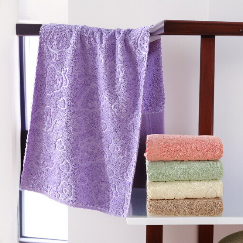 곰돌이 프린트 극세사 타월 디테일 이미지