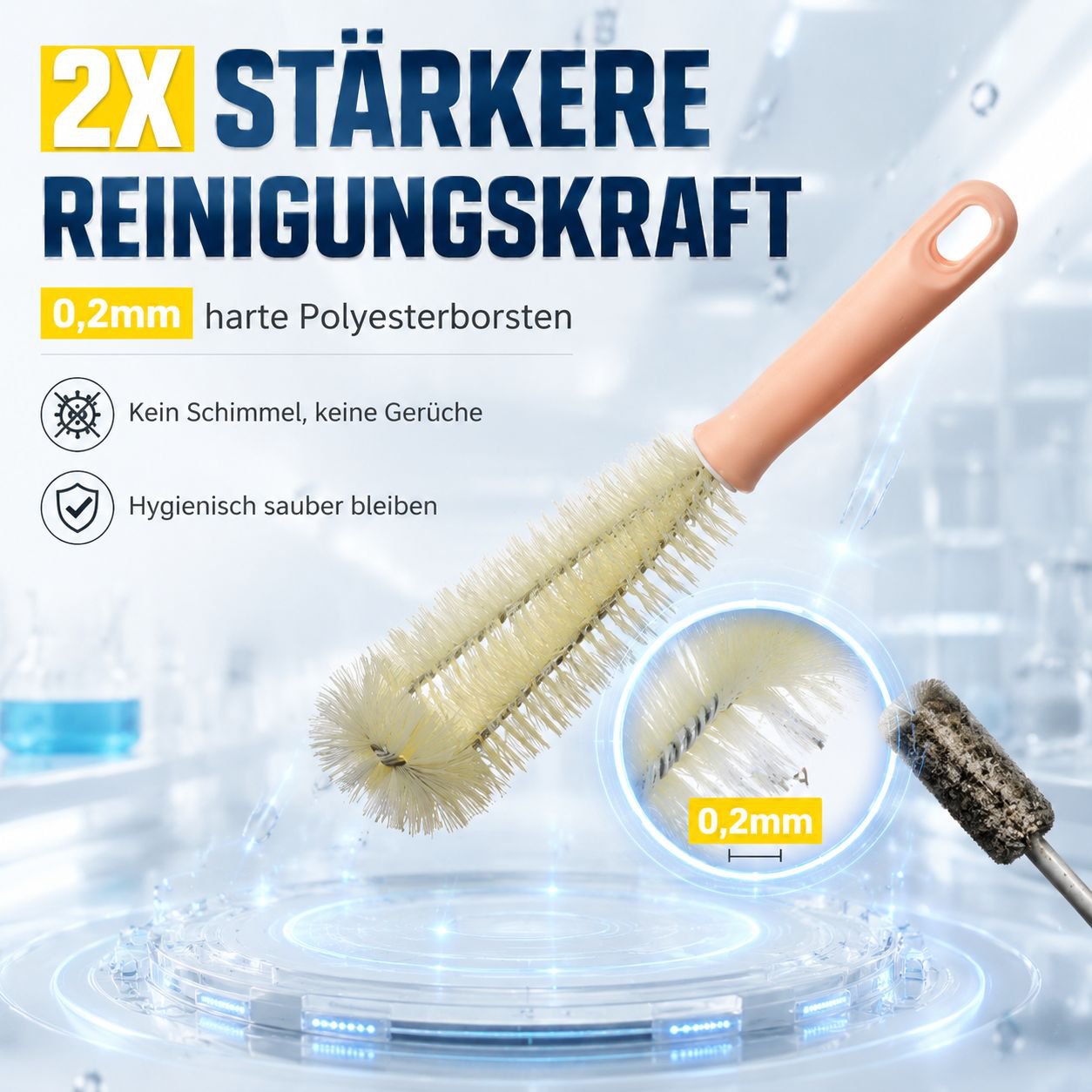 Kabelloser Reiniger mit austauschbaren Bürstenköpfen, geeignet für Küche und Bad