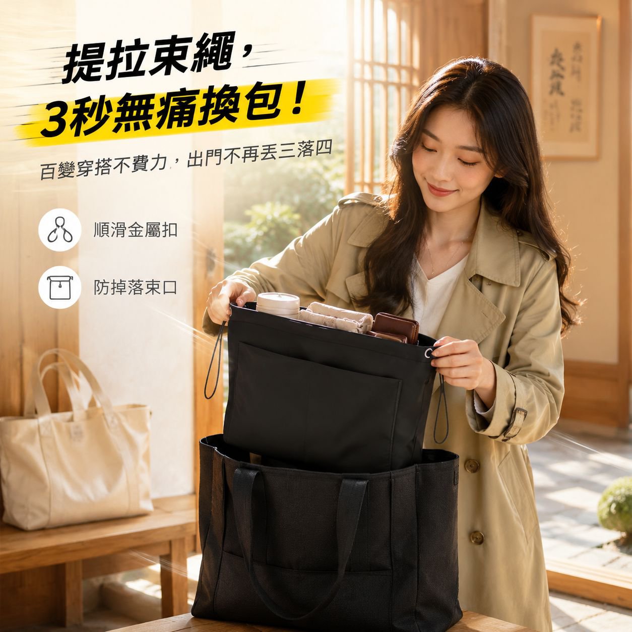 多功能中號化妝品收納包，帶隔層內袋