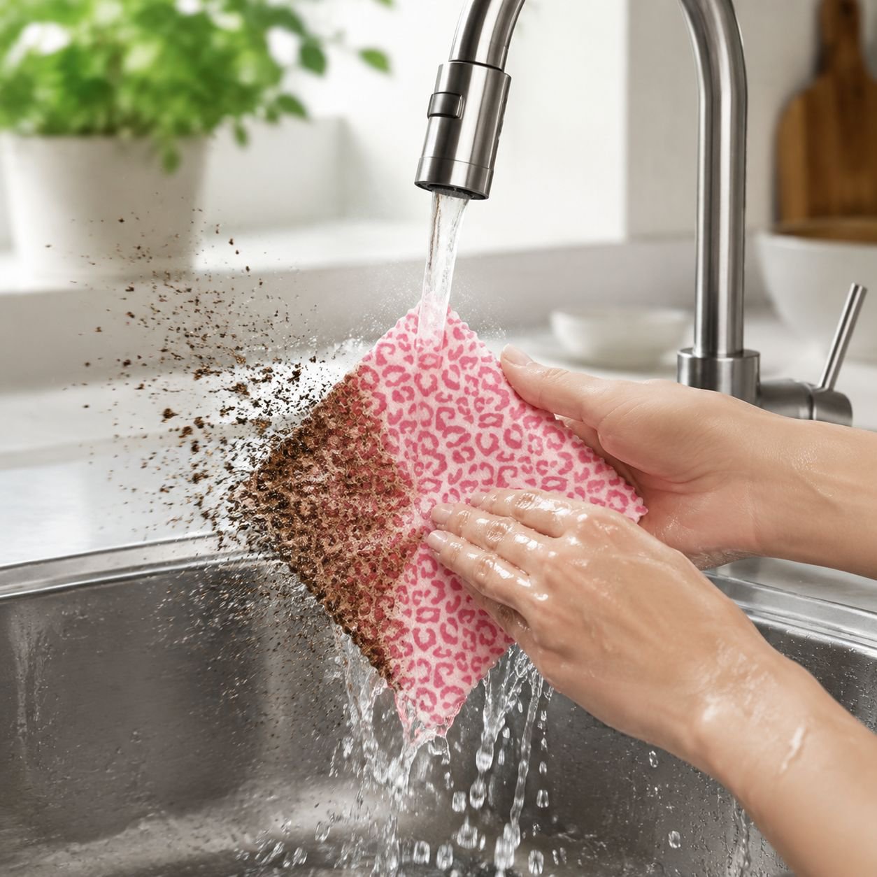 Thick leopard print dishcloth, absorbent and lint-free, for household use, including bathroom hand t