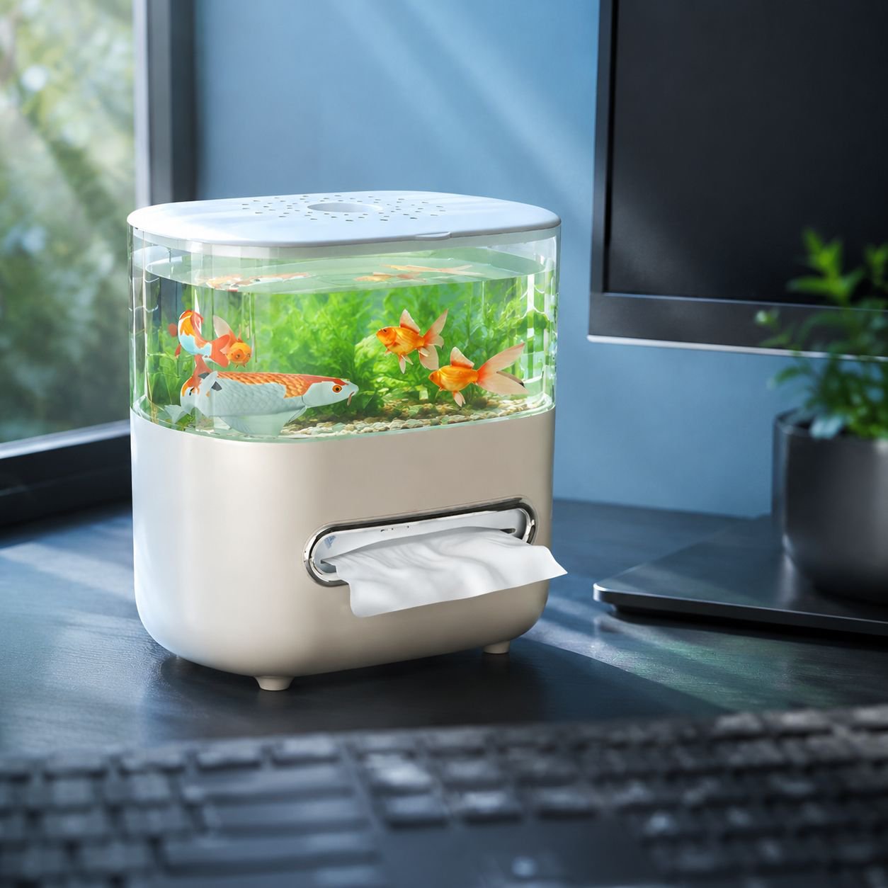 Large Capacity Double-Layer Tissue Box for Fish Keeping