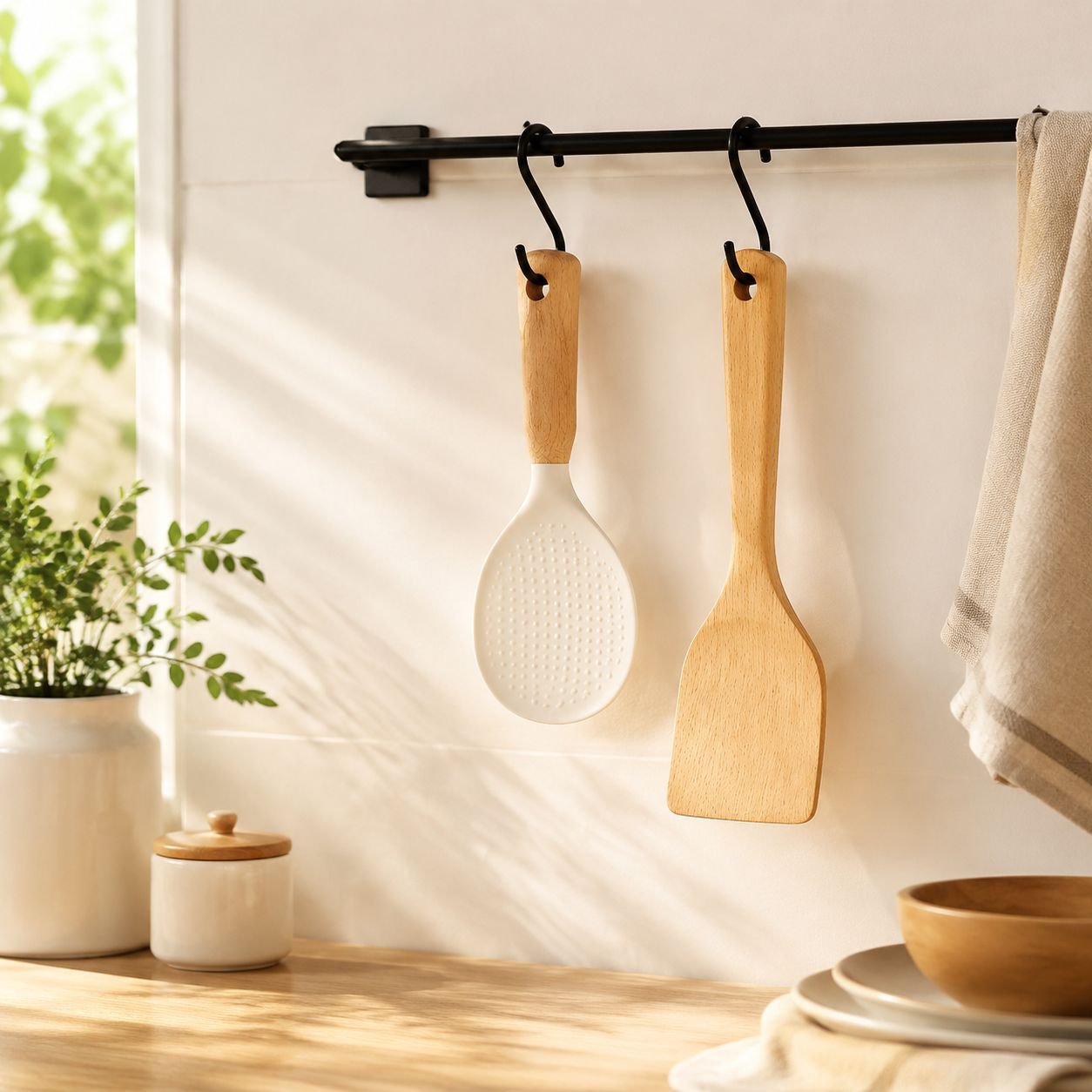 Soft and Pot-friendly Eco Kitchen Spoon, Safe Dinner Plate, Curved Design