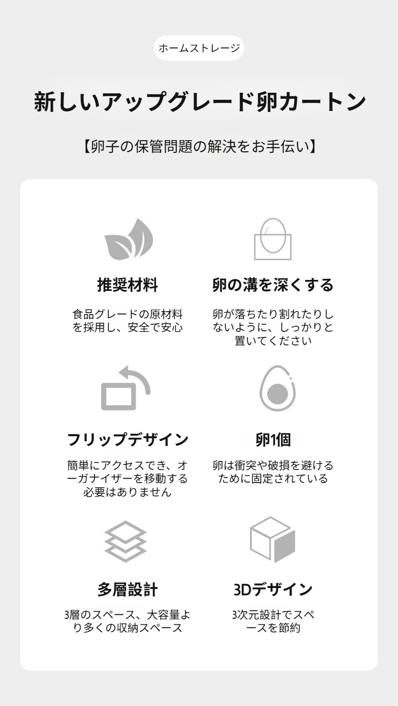 キッチンカウンターに置かれた30個収納可能な回転式エッグラック