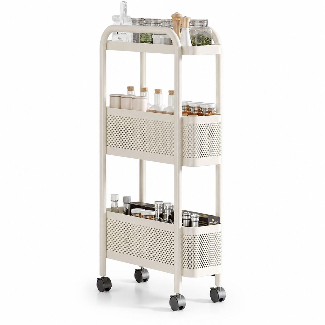 Storage rack for narrow gaps in the kitchen, multi-functional refrigerator storage cabinet, vegetabl