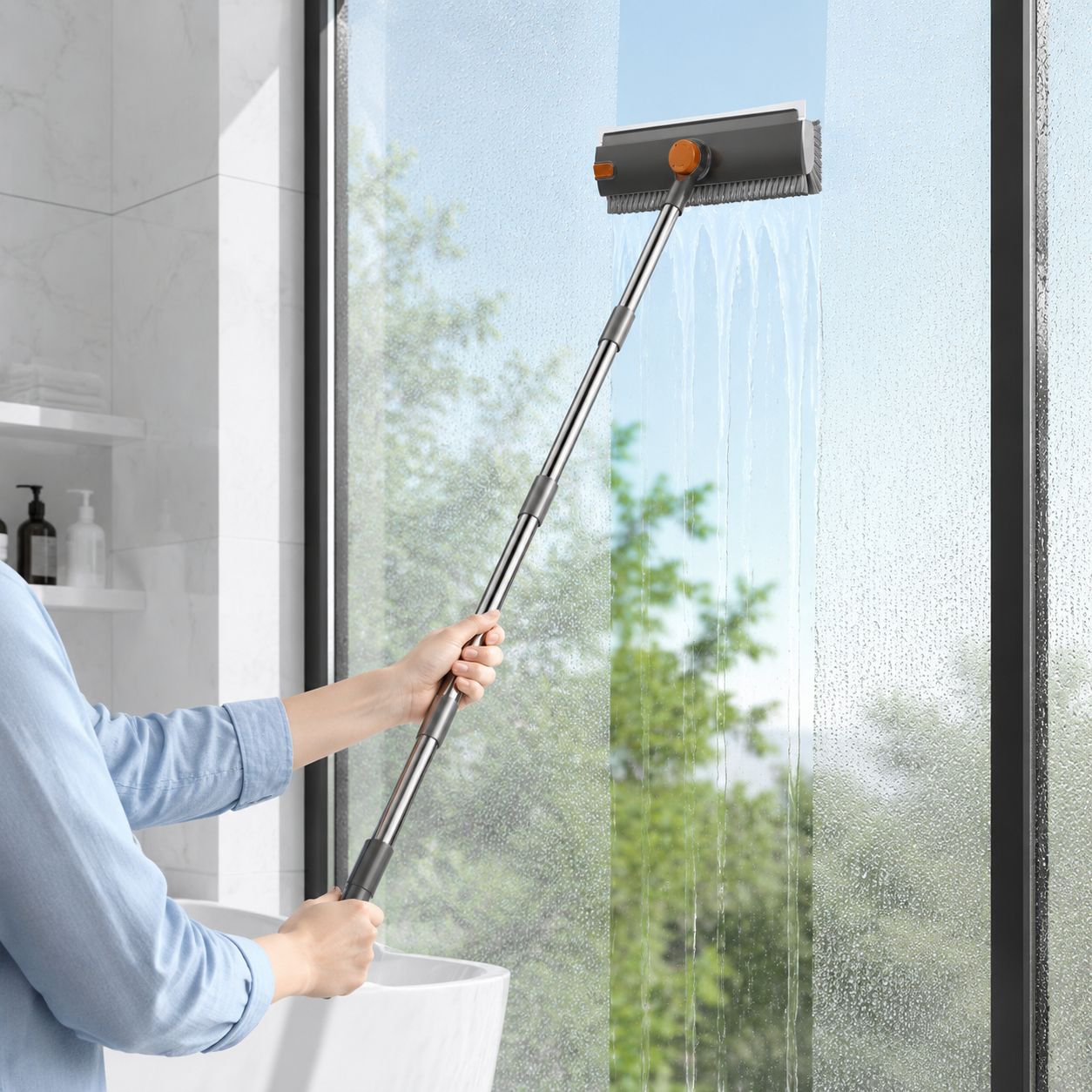 Cepillo de cerdas duras para juntas de azulejos de baño, cepillo de limpieza de piso giratorio 360°