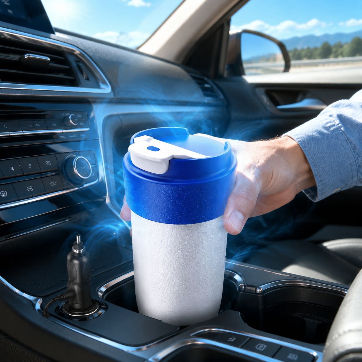 Portable Car Hot & Cold Cup, Mini Beverage Cooler Warmer for Export