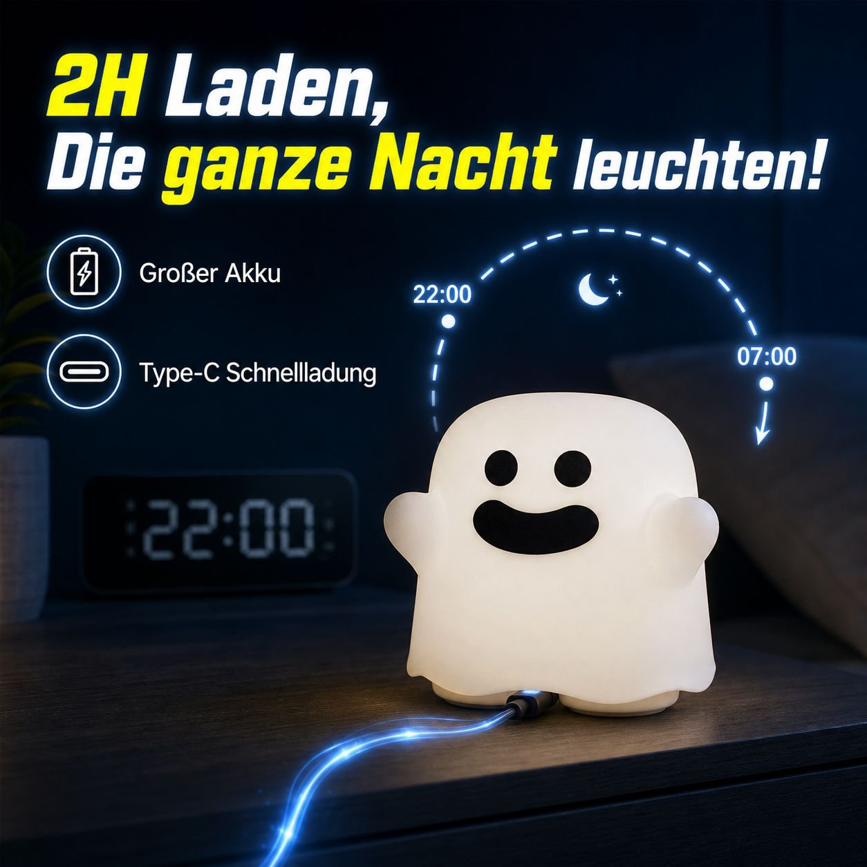 Lustige Geister-Nachtlampe, dimmbare LED-Dekorleuchte