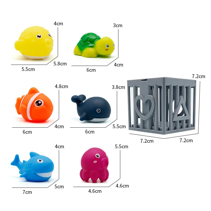 Child grasping colorful marine animal toy