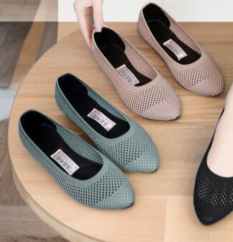 통기성 펀칭 디자인 여성 플랫 슈즈