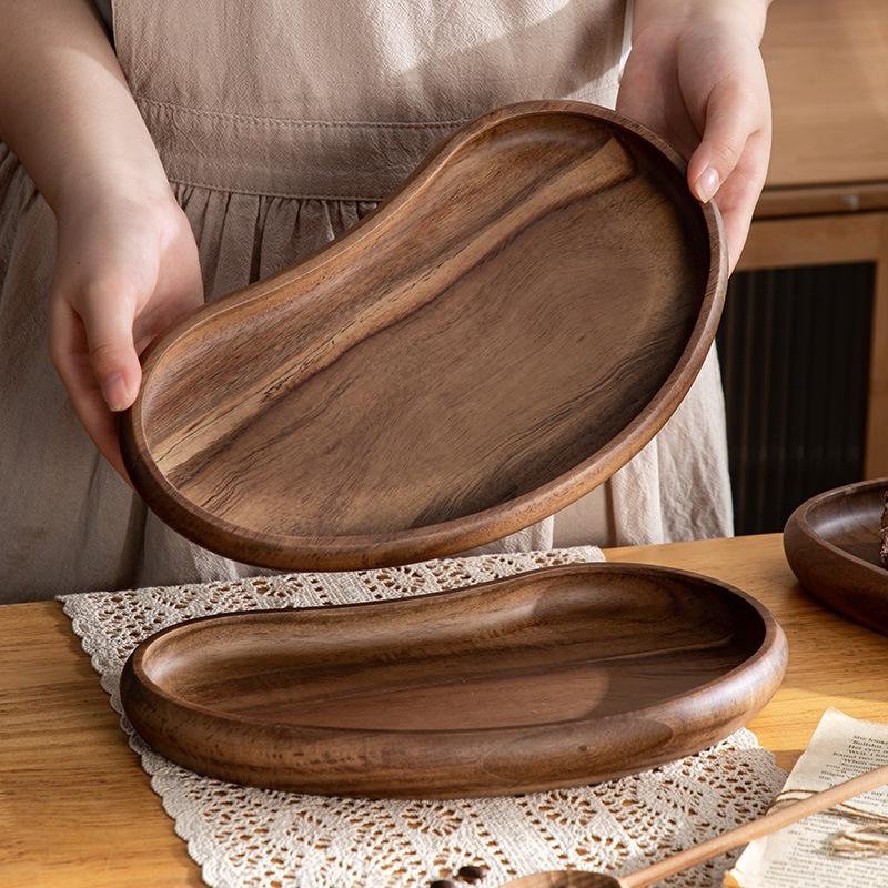 Light Luxury Walnut Serving Tray High-End Hotel Dessert Fruit Platter