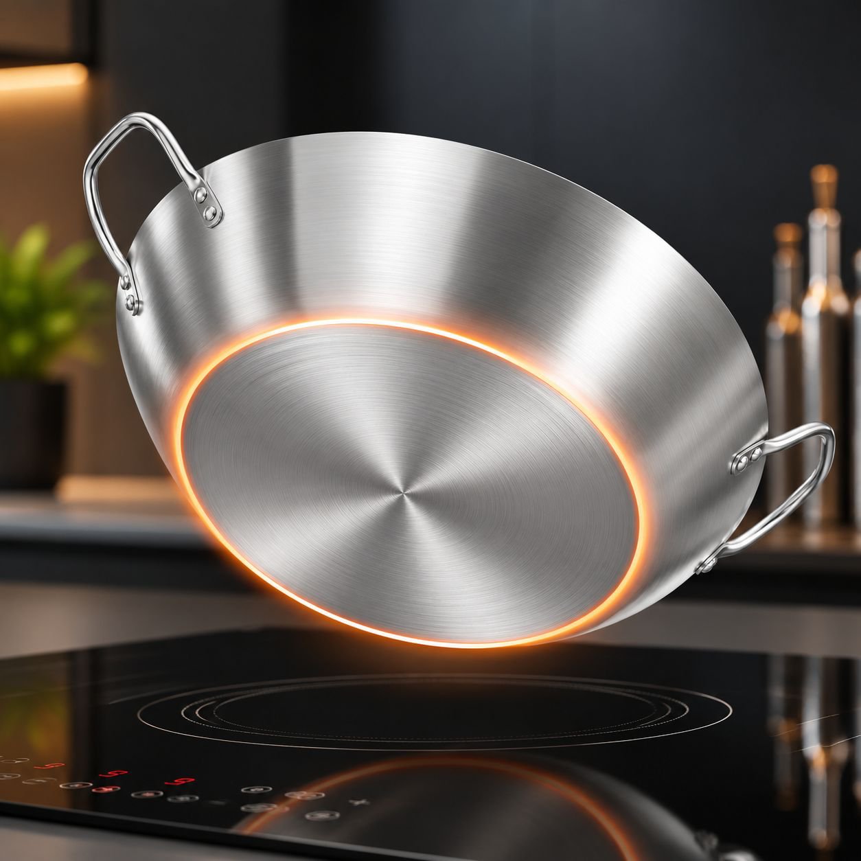 Large capacity stainless steel pan for chefs