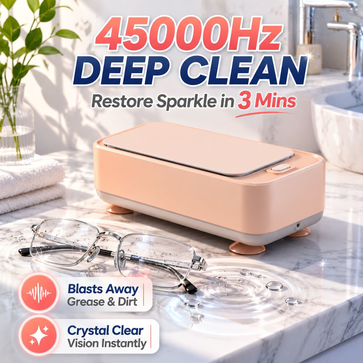 Multi-function Ultrasonic Cleaning Device (for Glasses and Teeth)