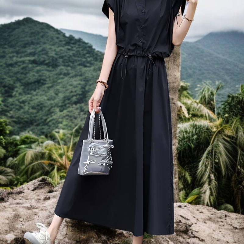 트렌디한 하이웨스트 여름 투피스 원피스 착용샷