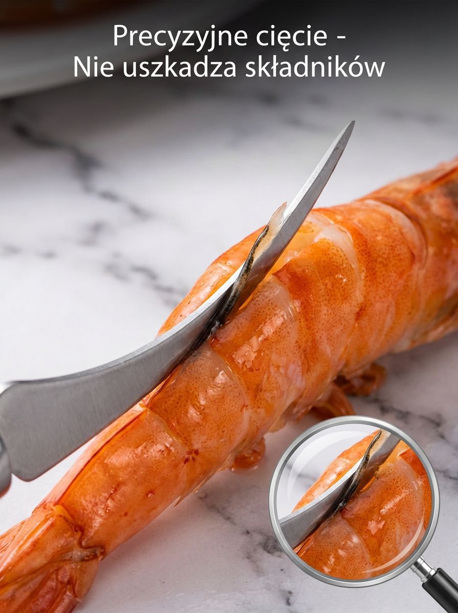 Łatwe czyszczenie krewetek dzięki obcinaczowi