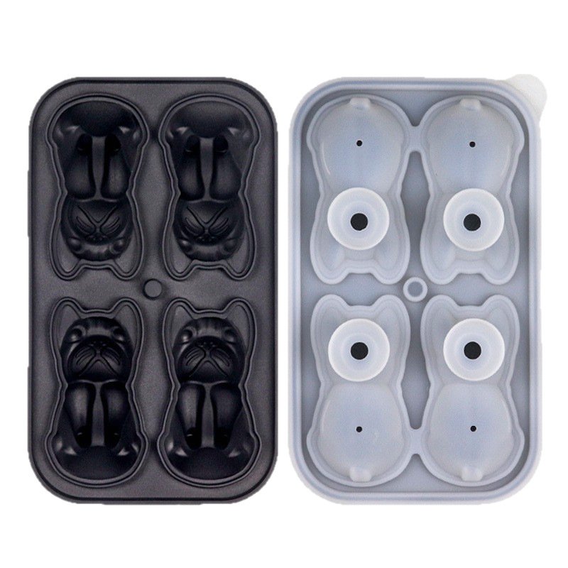 แม่พิมพ์ก้อนน้ำแข็ง 4 ชิ้น ตารางน้ำแข็ง อาหารเกรด ทําจากสัตว์ ครัวเรือน ซิลิโคน