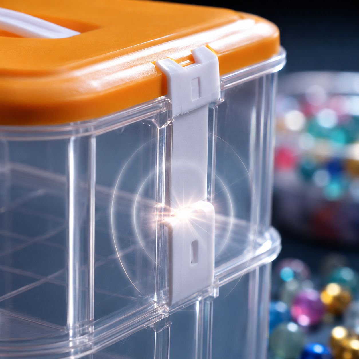 Cajas de almacenamiento transparentes en uso en el hogar