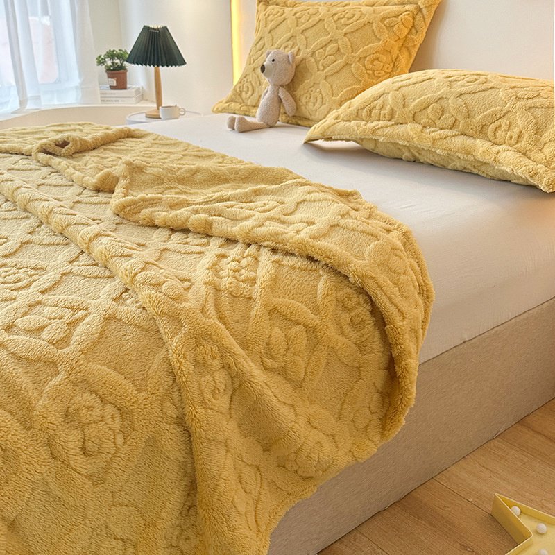 Samt Verdickte Korallenfleece Jacquard Decke Überwurfdecke