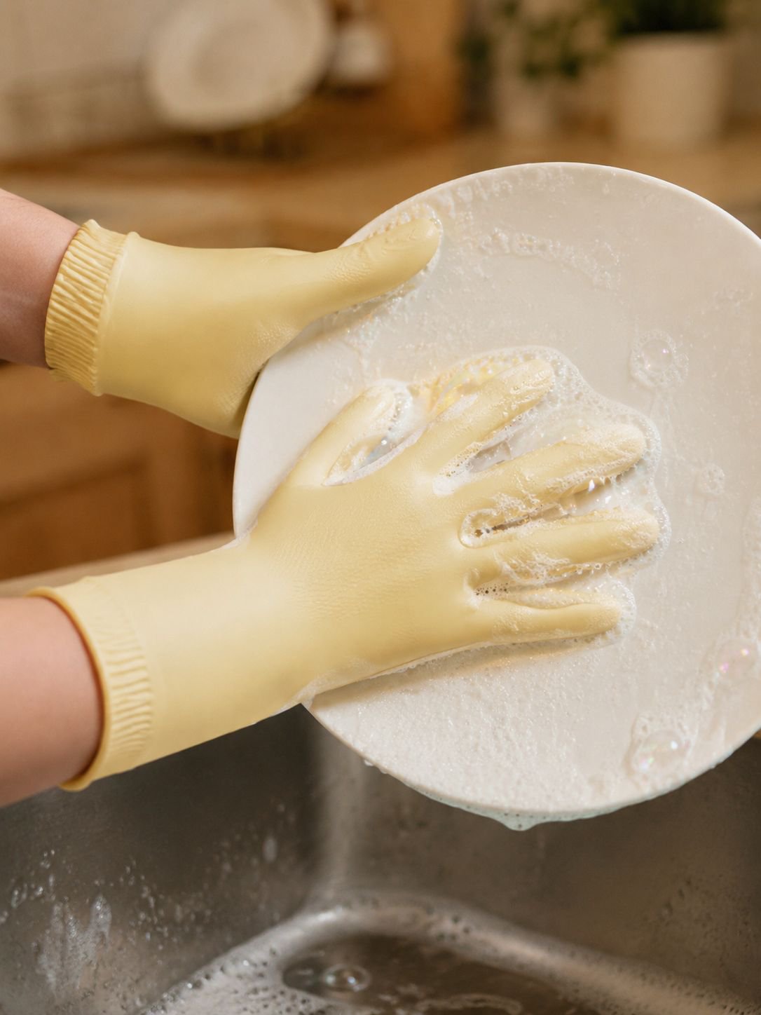 Damen Geschirrspülhandschuhe, verdickt, wasserdicht, Haushaltshandschuhe