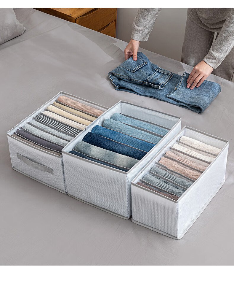 Foldable fabric drawer organiser with multiple compartments