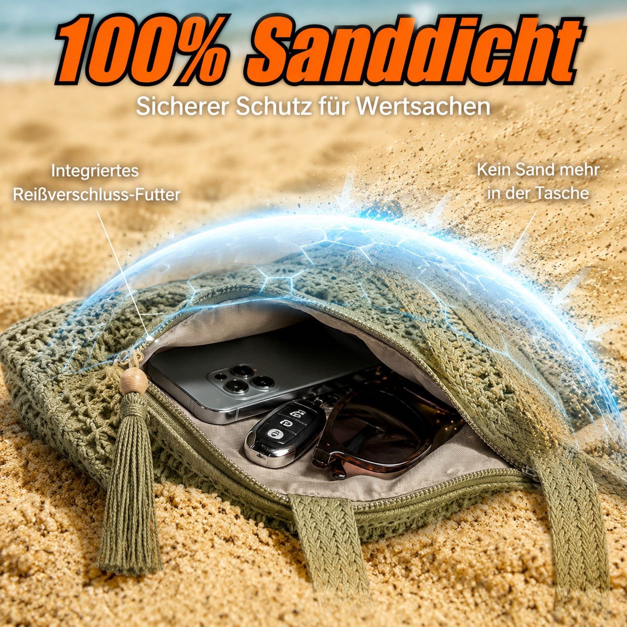 Strohhängetasche für Damen – Sommer-Strandtasche, modisch und geräumig