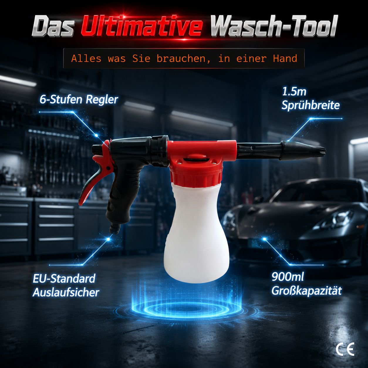 Multifunktions-Schaumwasserpistole für Autowäsche und Garten, großer Sprühbehälter, Werksverkauf