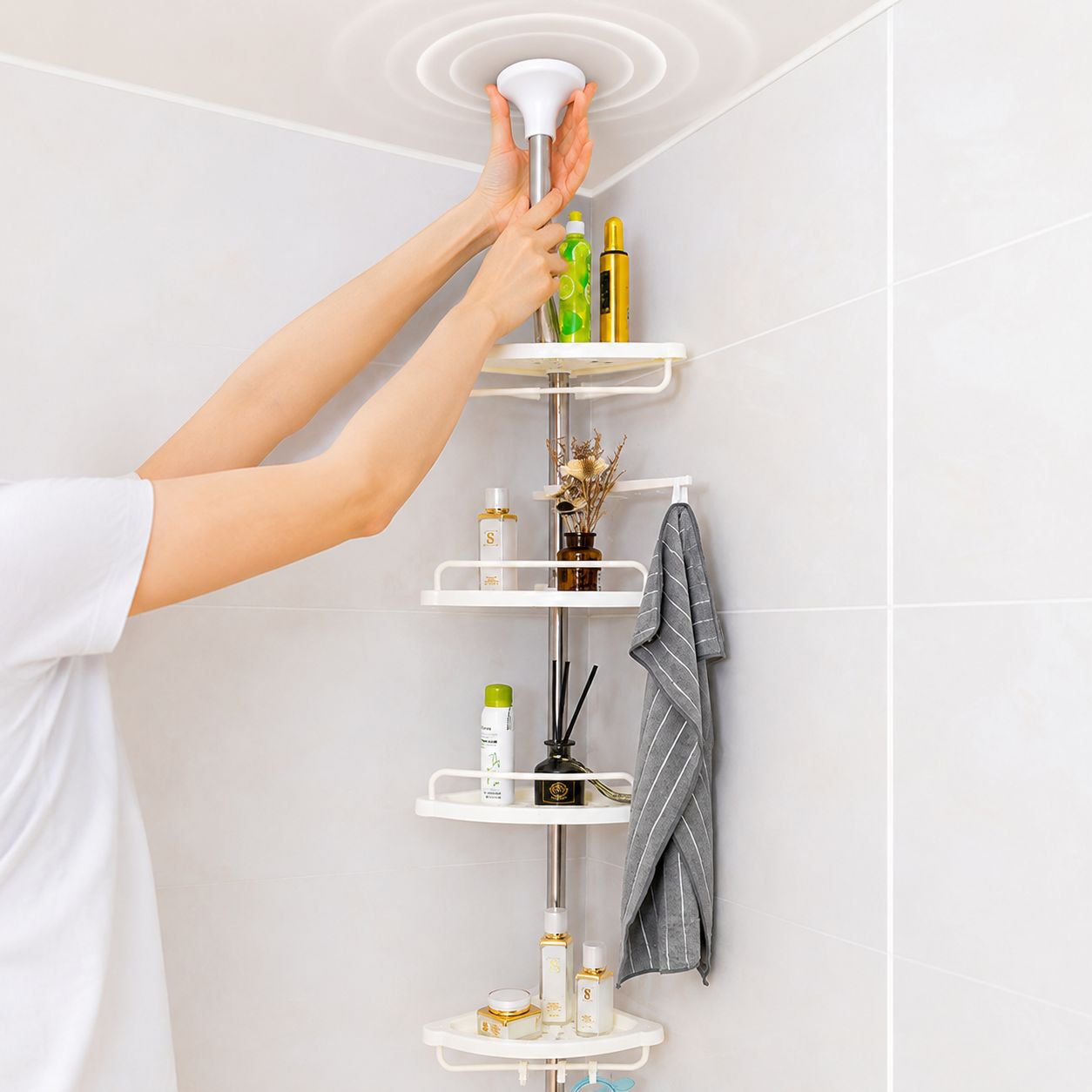 Edelstahl-Badezimmer-Eckregal mit mehreren Ebenen