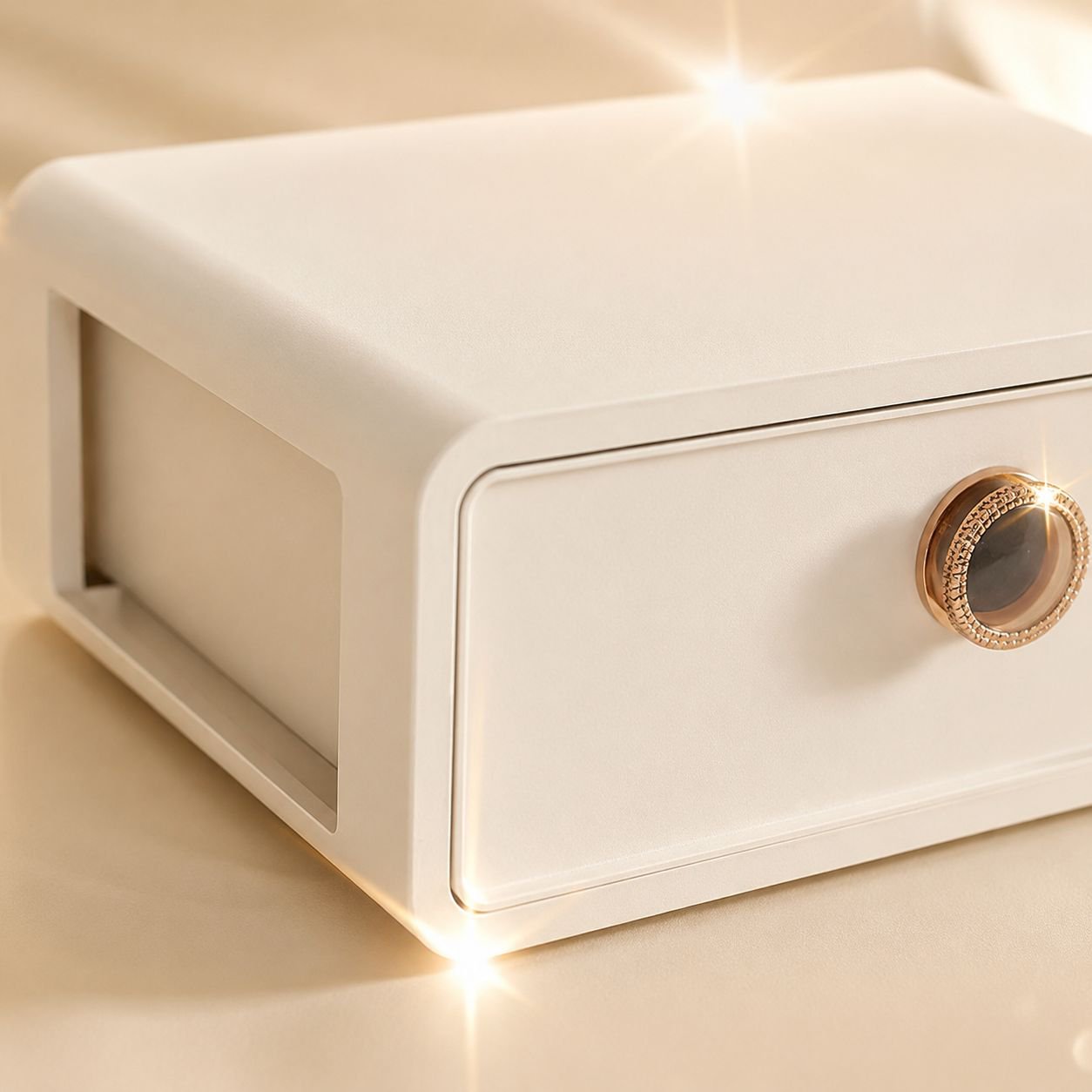Scented socks storage box on a bedroom shelf