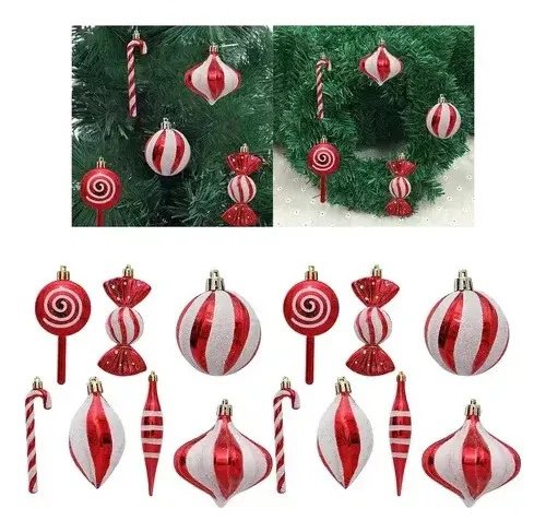 Decoración colgante de bola electrochapada, helado y piruleta para Navidad y hogar