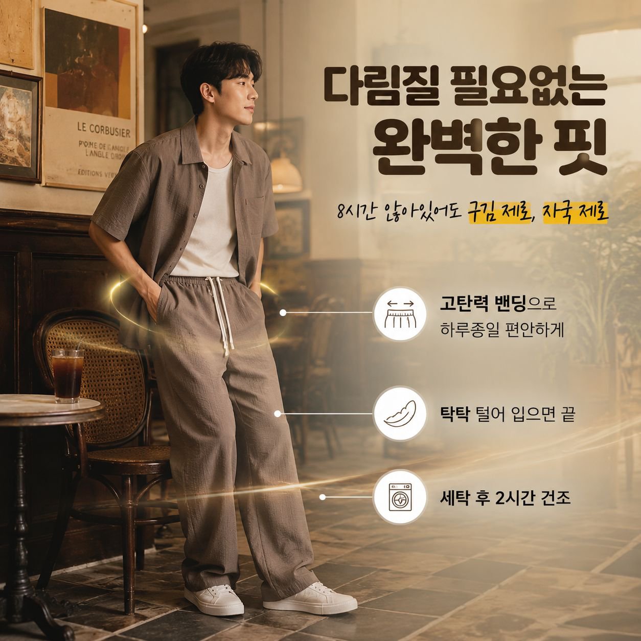 미니멀 올드머니 스타일 캐주얼 팬츠