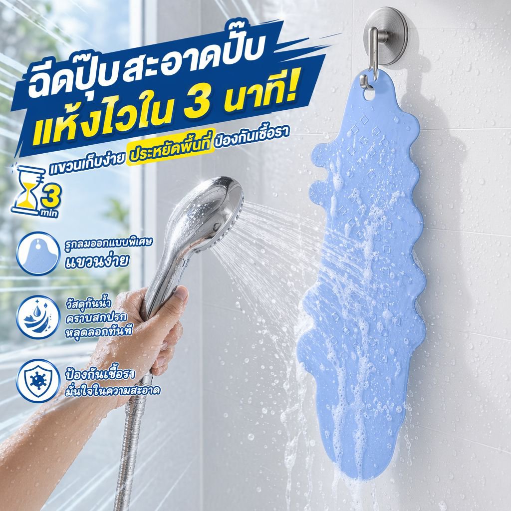 แผ่นรองกันลื่นในห้องน้ำ ลายการ์ตูนพร้อมจุกดูด