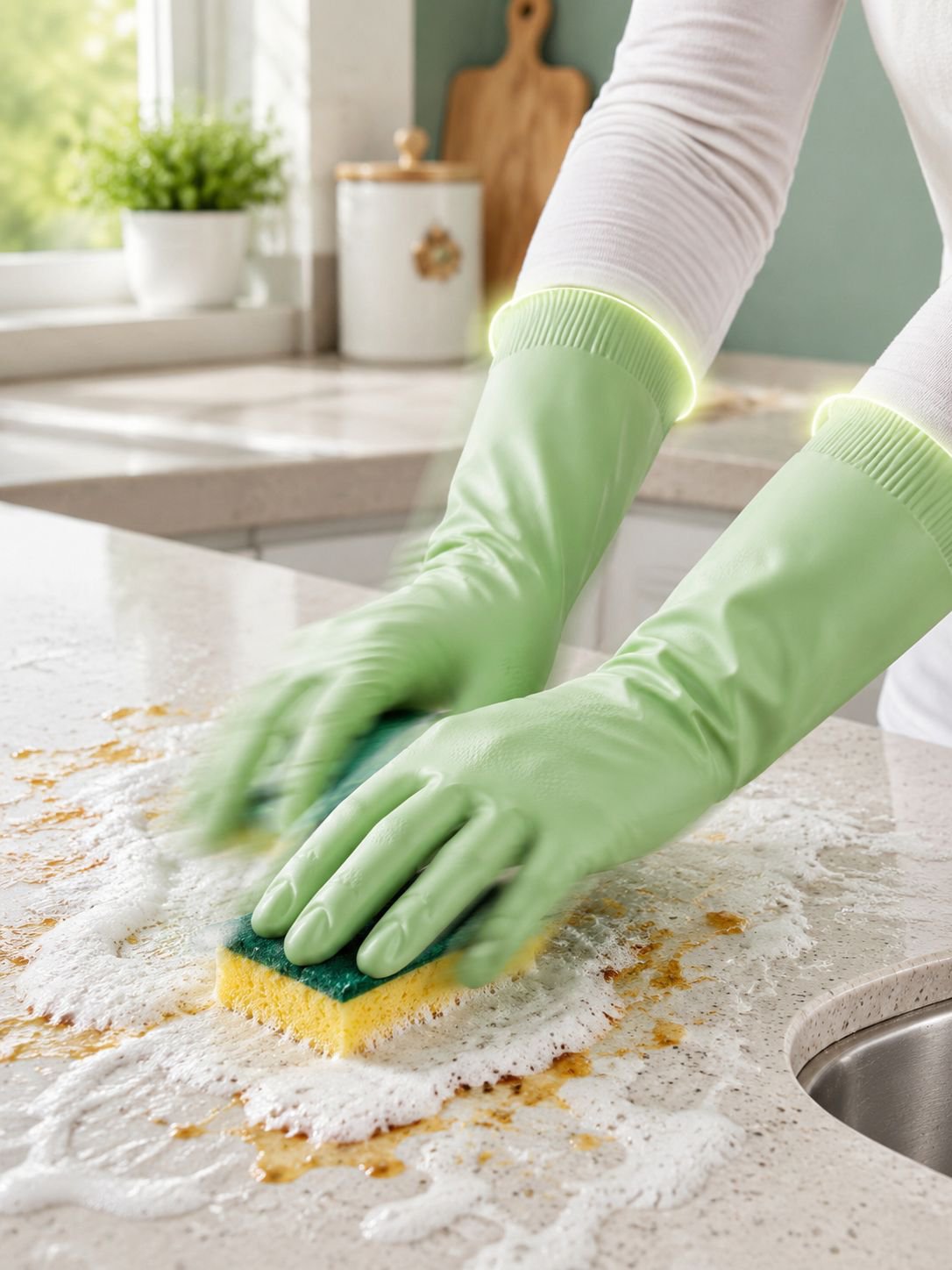 Soft padded cleaning gloves for household chores