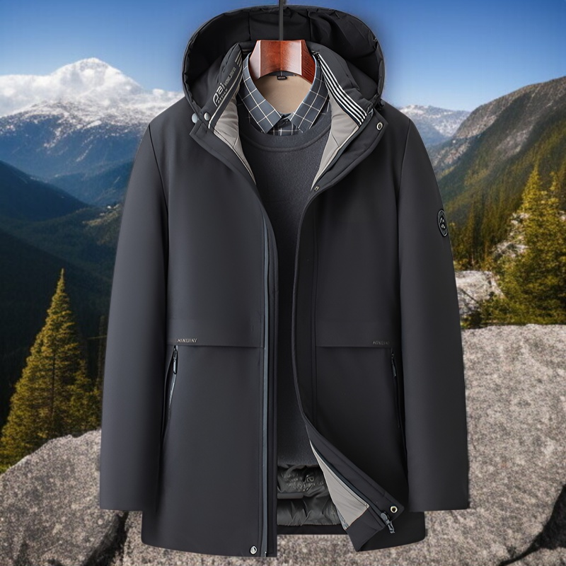 세련된 디자인의 남성 비즈니스 패딩 착용샷