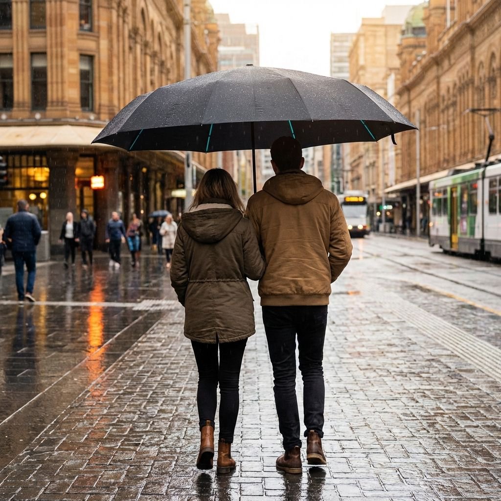 晴れの日も雨の日も使える、自動開閉式の厚みのある大型傘