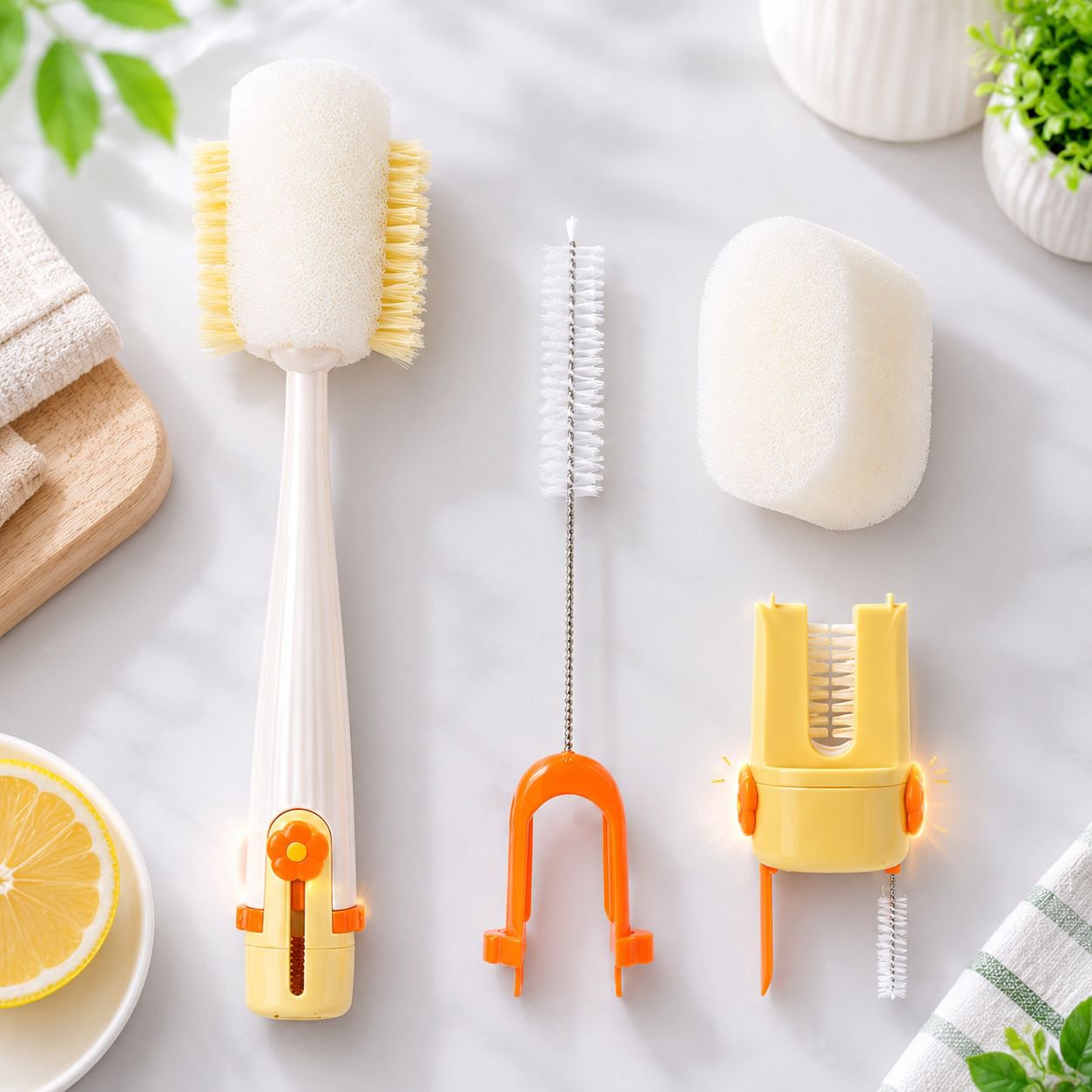 Multifunctional Long Bottle Brush with Sponge for Cleaning Bottles