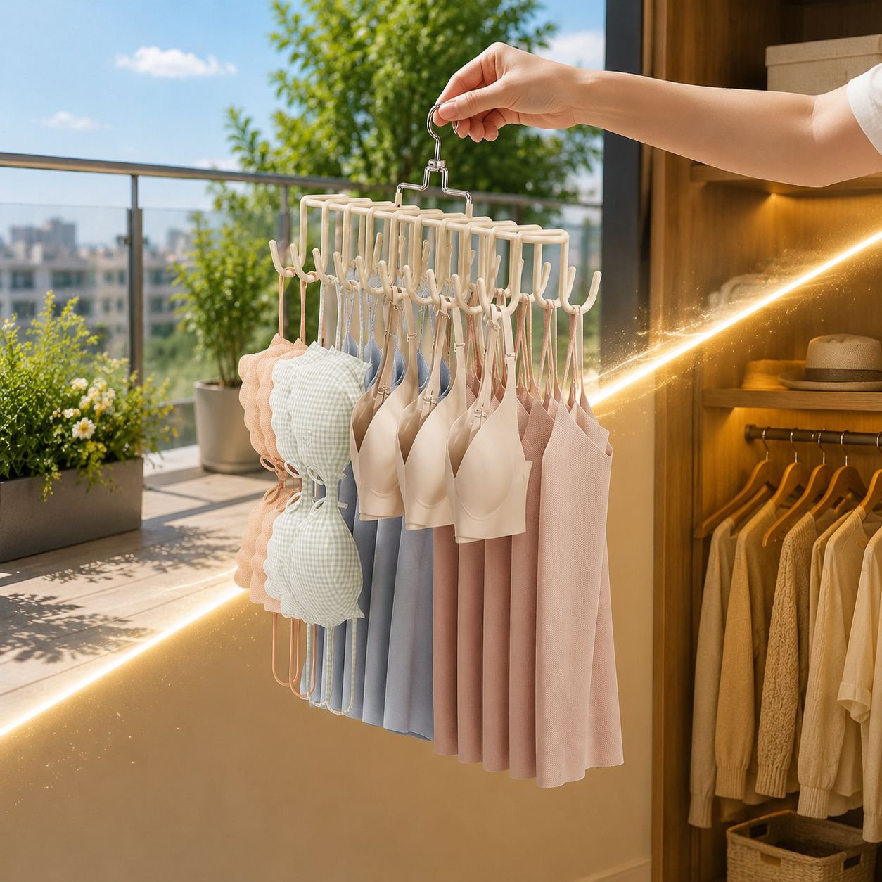 Anti-slip storage vest double hook clothes rack, student dormitory suspender underwear hanger, house