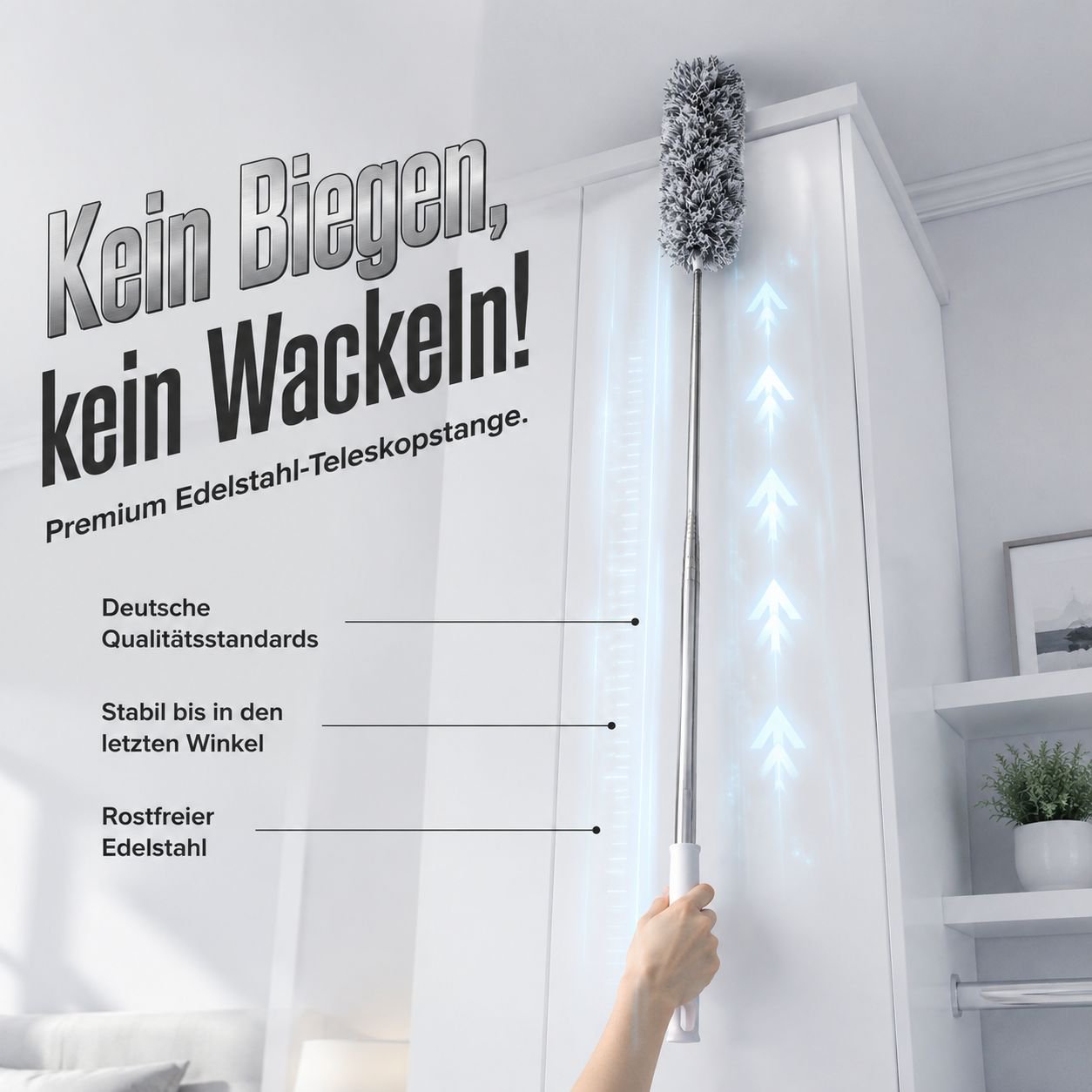 Biegsamer verlängerbarer Deckenstaubwedel