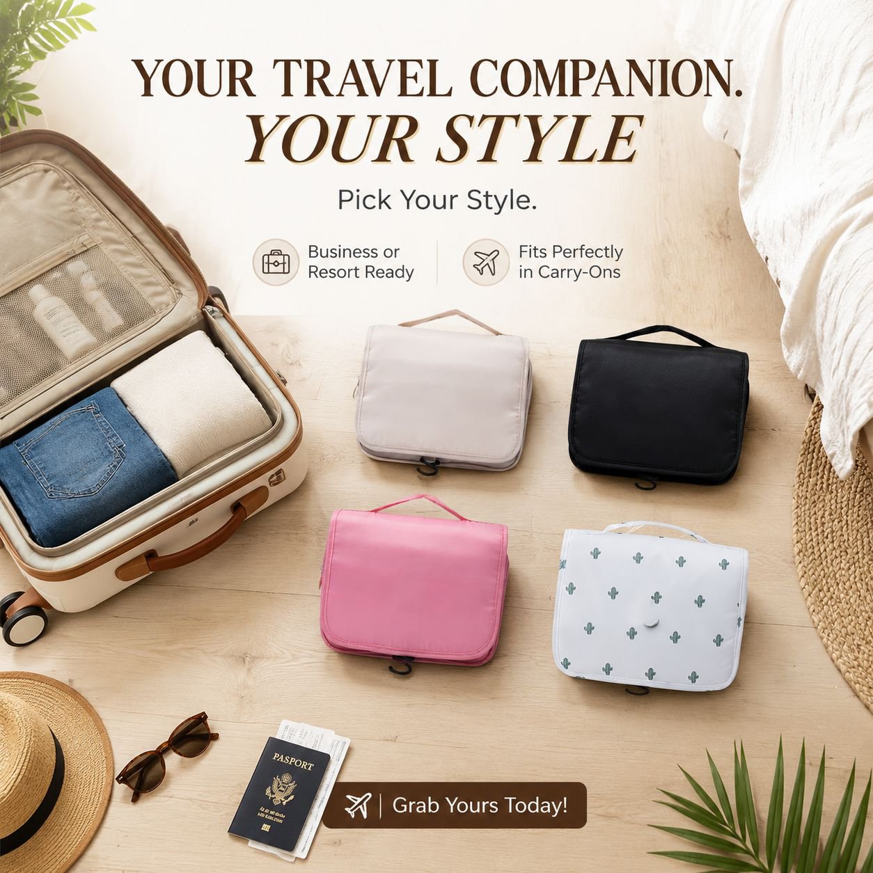 Portable Waterproof Wet and Dry Separation Hanging Storage Bag