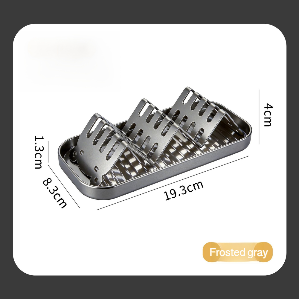 Household stainless steel W-shaped soap dish organizer for home bathroom, drainer tray, soap holder